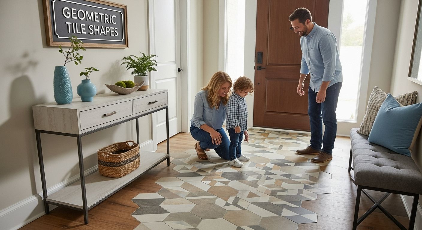 geometric tile shapes, home interior