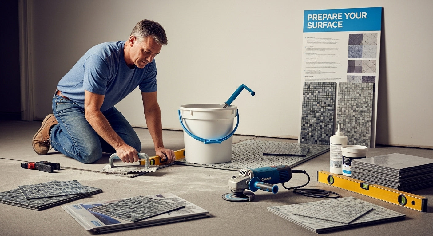 installing mosaic tiles preparation image