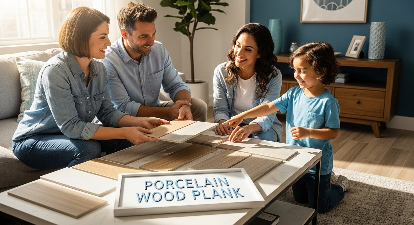 porcelain wood plank tiles