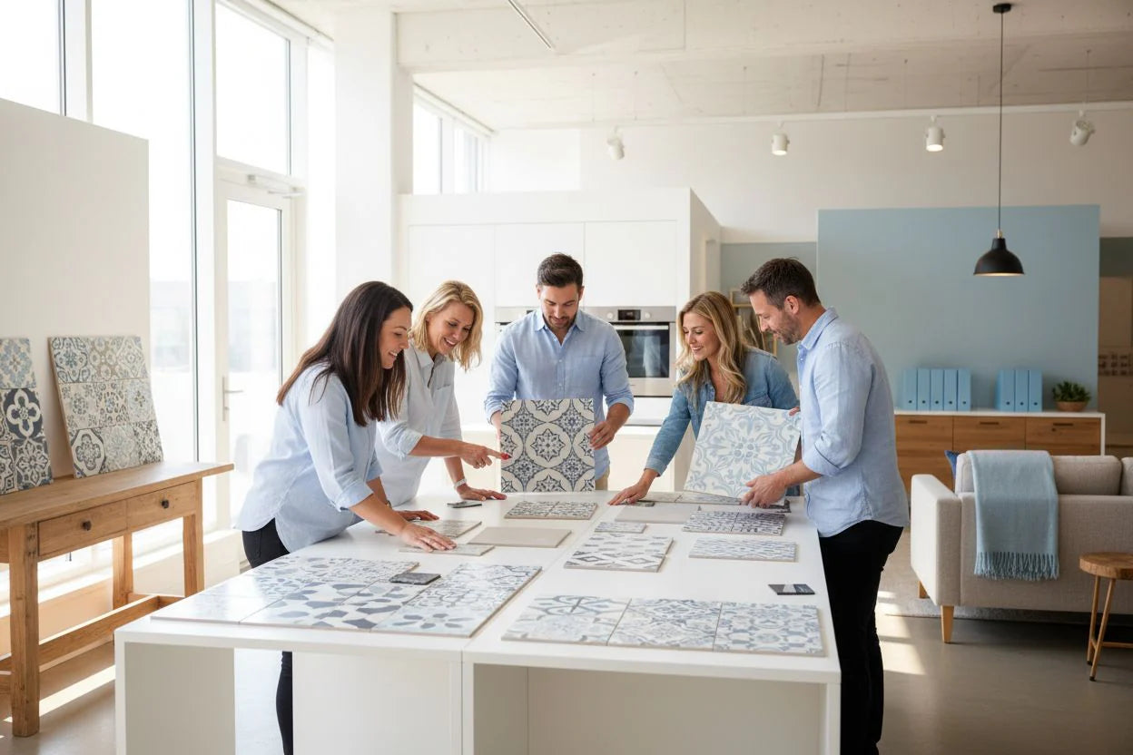 custom printed tiles, interior design, collaborative creativity