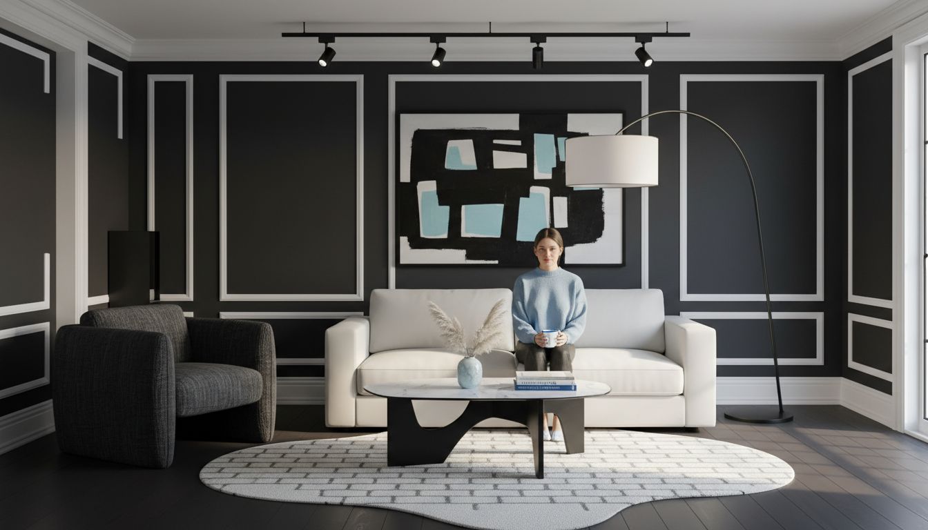 high contrast living room