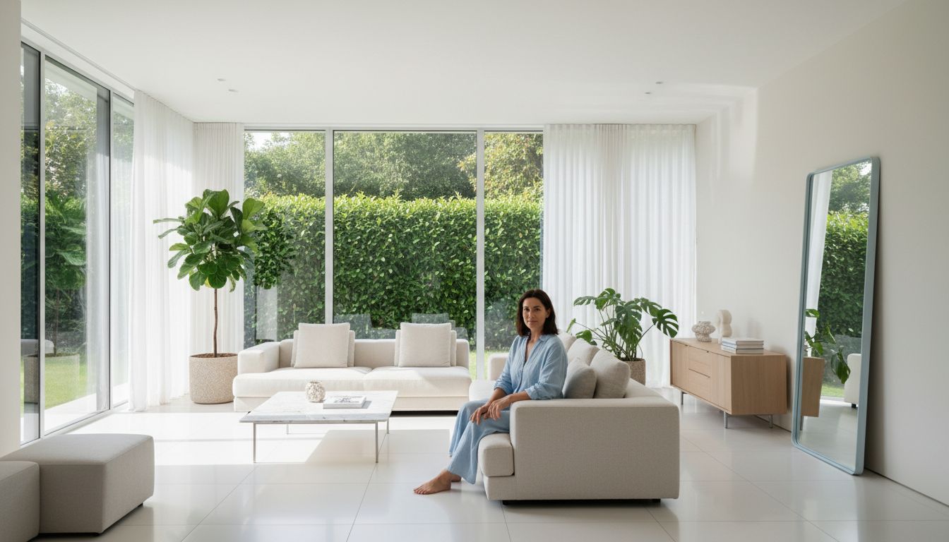 Modern living room with abundant natural light