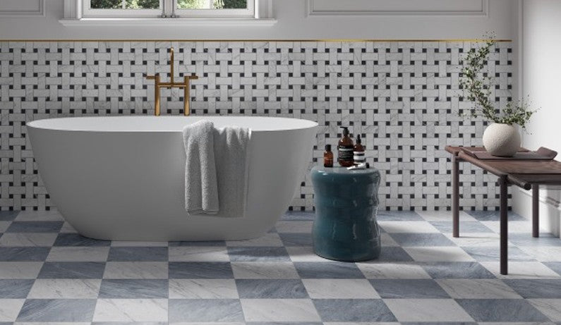 Checkerboard floor tiles