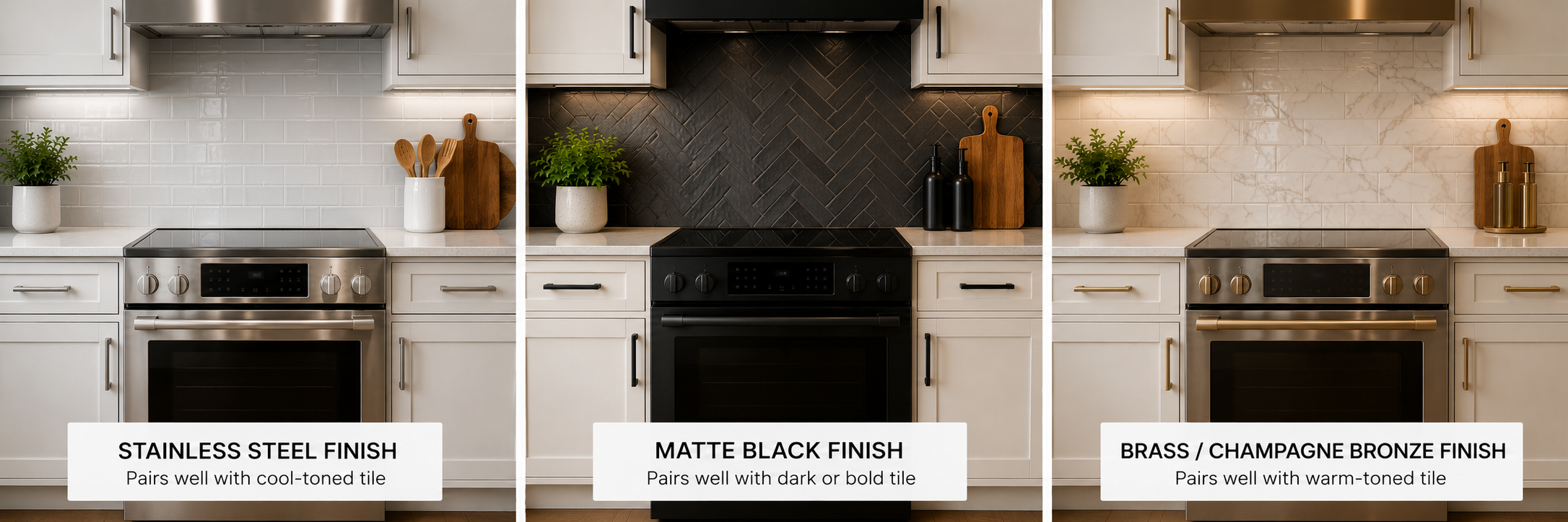 How to Match Your Appliance Handle Finish to Your Kitchen Backsplash Tile