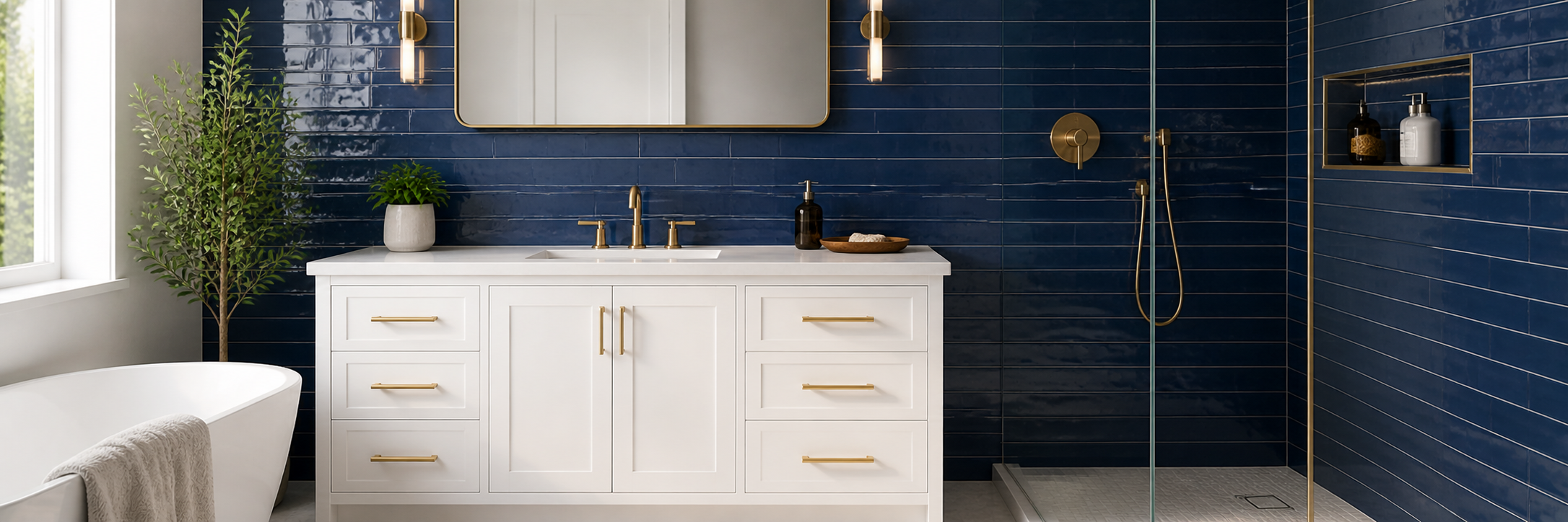 Navy Blue Tile Ideas for Kitchens, Bathrooms and Pools