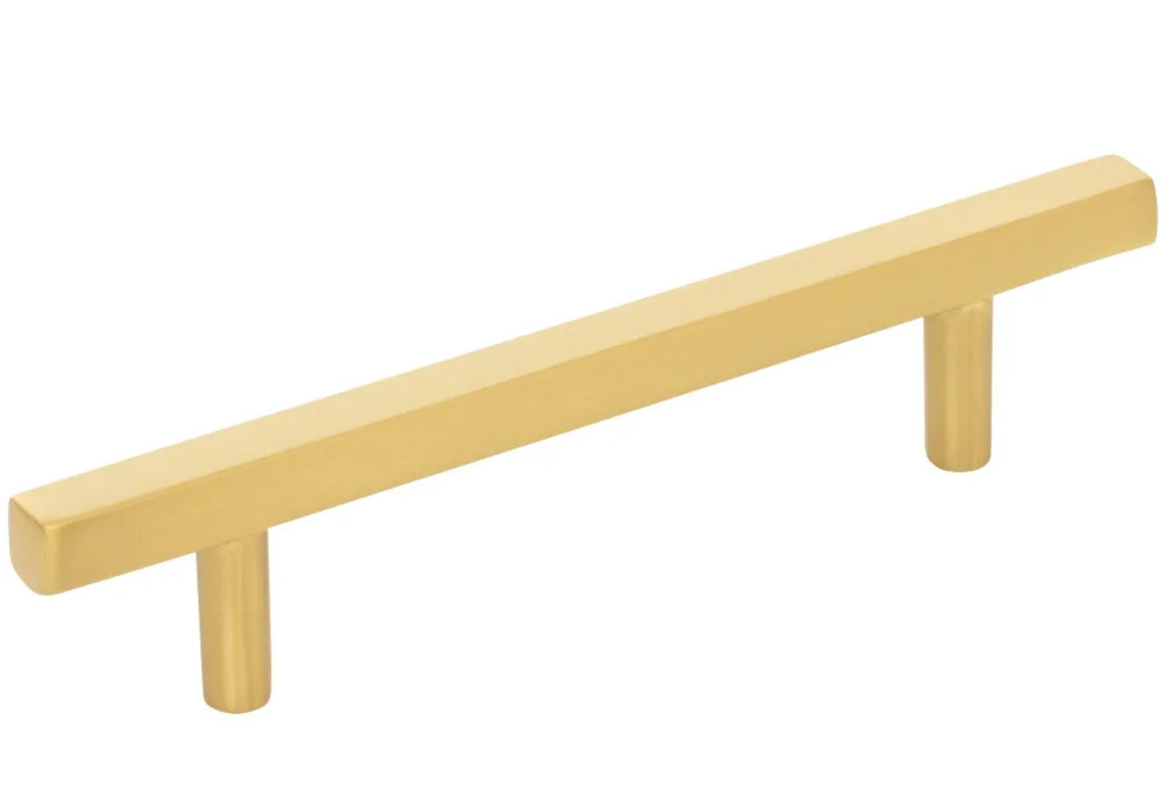 96 mm Center-to-Center Brushed Gold Square Dominique Cabinet Bar Pull Angle View Tile Choices