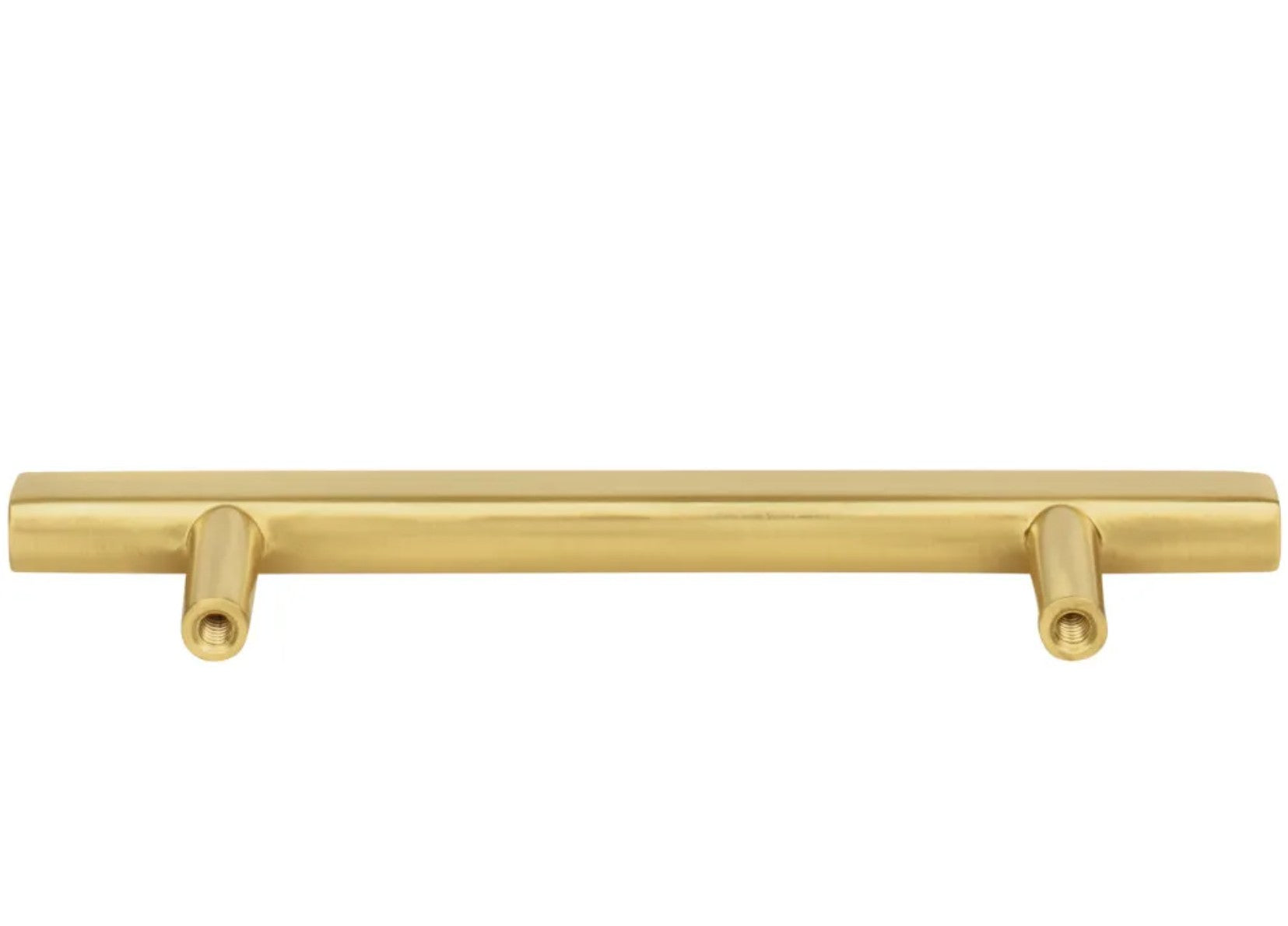 96 mm Center-to-Center Brushed Gold Square Dominique Cabinet Bar Pull Back Side View Tile Choices