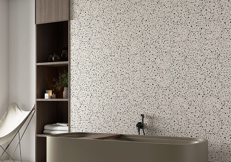 ABS-6001 Abtract Talco Terrazo Look Tile Bathroom Wall Install