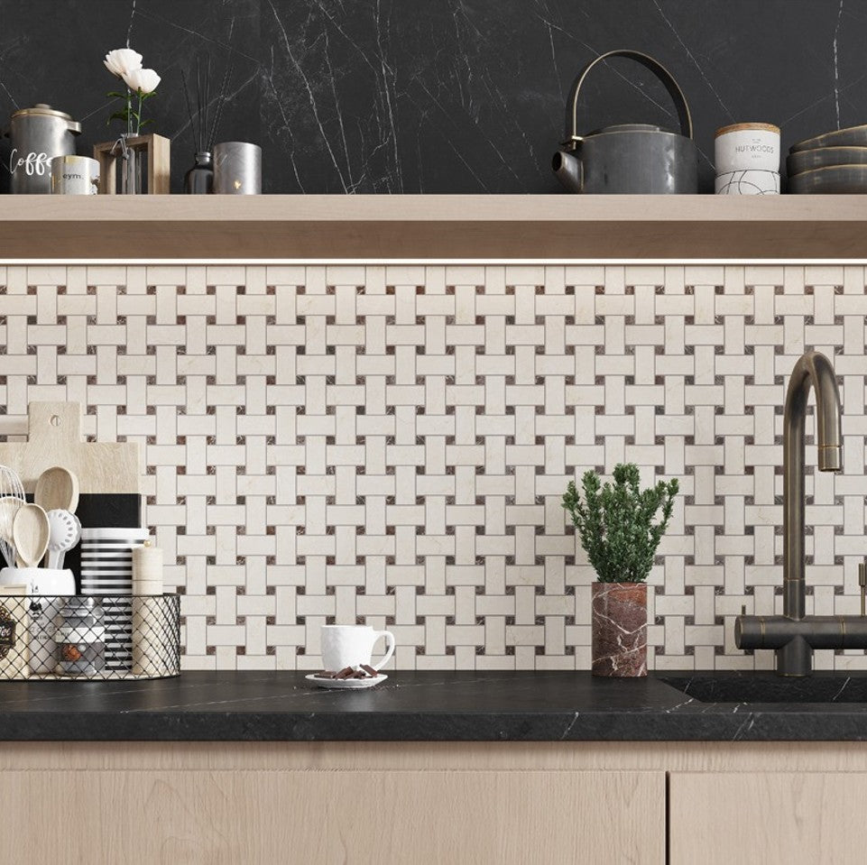 Basketweave Kitchen Backsplash Layout design idea from Tile Choices