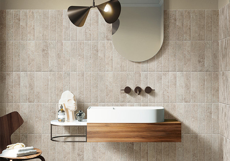 CLC-6441 Calco Series Strata 3 x 12 Subway vanity backsplash install