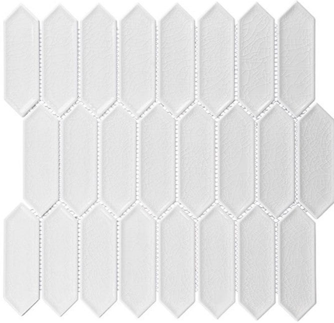 Decko Series DEK3503 Wisp Nouveau elongated hexagon crackle mosaic tile