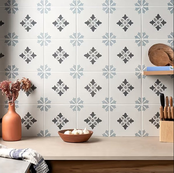 Dhar Poppy Blue Green TLPRDHRPBG9X9 kitchen backsplash install