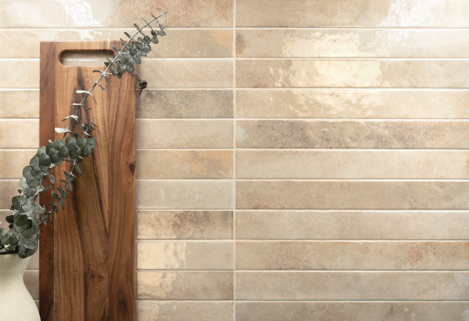 Equipe Bali 31557 Almond 2 x 16 kitchen backsplash install photo