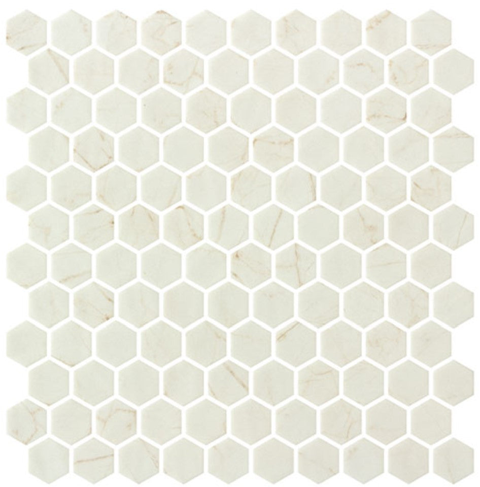 Grenada Views 1 inch hexagon recycled glass mosaic GV5402 Spania Taupe