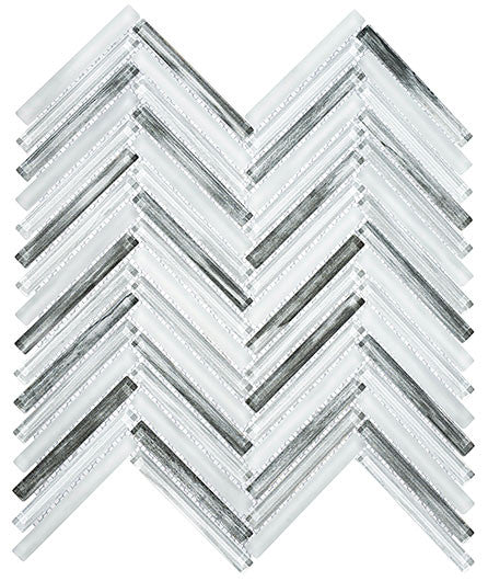 Himalayan Arches Herringbone glass mosaic tile HRS-6032 Makalu Peak