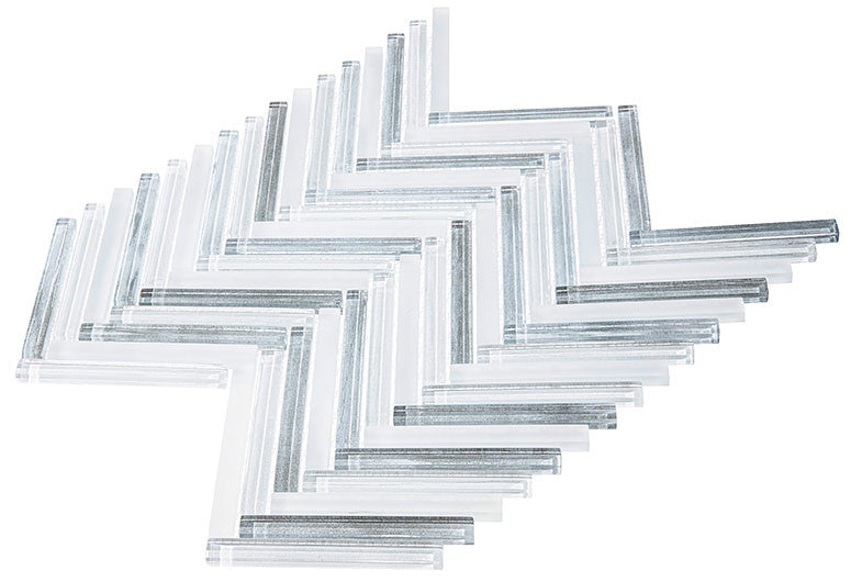 Himalayan Arches Herringbone glass mosaic tile HRS-6033 Nanda Blue side View