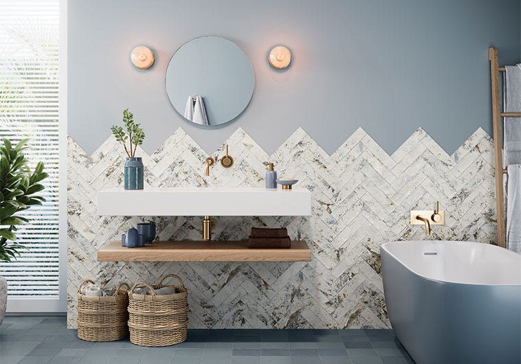 Kleinfield KLF-3901 Lacey Vision herringbone ceramic subway tile install