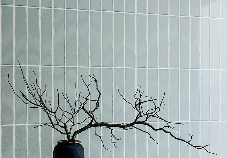 Kroma Collection 2 x 10 Gray Area KRO-1994 Accent wall tile installation photo