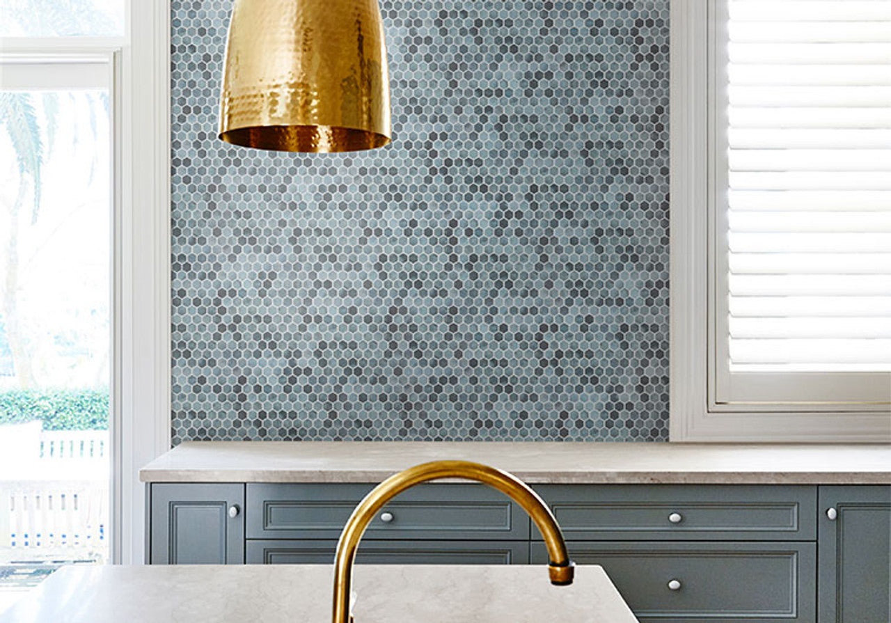 LXB-5444 Java Lagoon from The Luxacious Bay Collection kitchen backsplash install