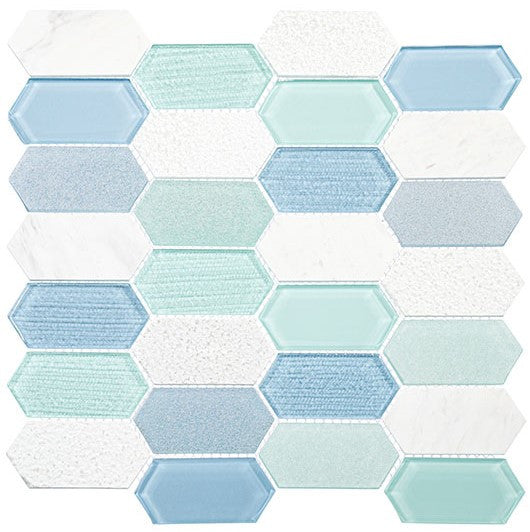 Modular Garden glass and stone Picket mosaic MLR-6045 Lucia Isle