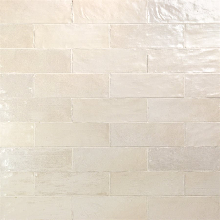 Myorka Cream 2 x 8 ceramic subway tile color variation