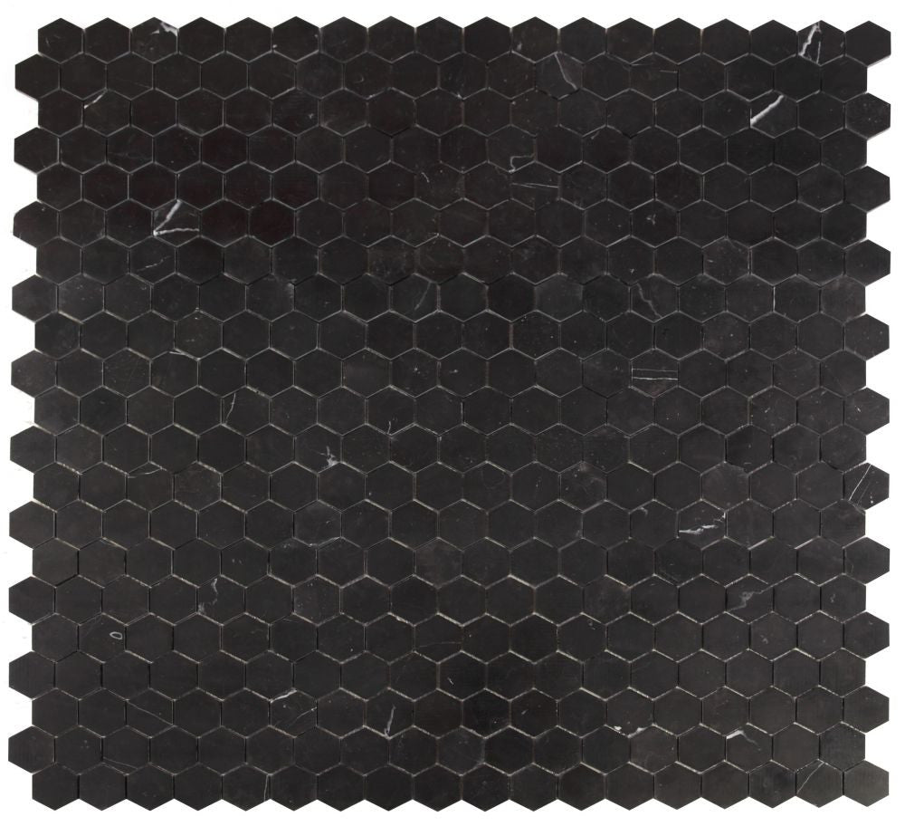 NB729 Nero Marquina Honed Hexagon 2 x 2 - 9 sheets together