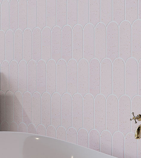 Popsicle Series Elongated Fish Scale Tile POP-6135 Morgan bathroom wall tile install