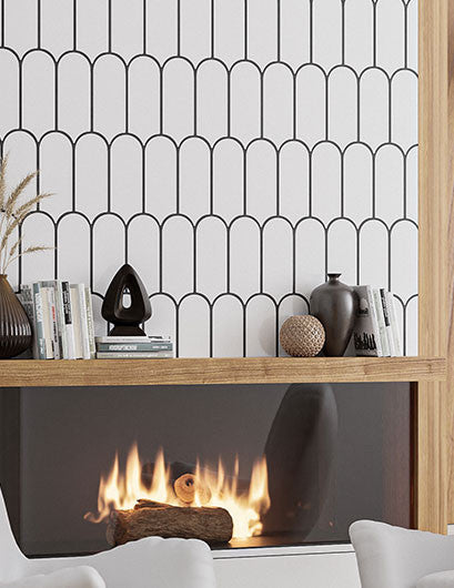 Popsicle Series Elongated Fish Scale Tile POP-6137 Blonic fireplace install
