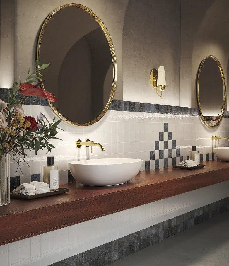 Sant Agostino Pixel Series 4 x 4 White bathroom wall tile install