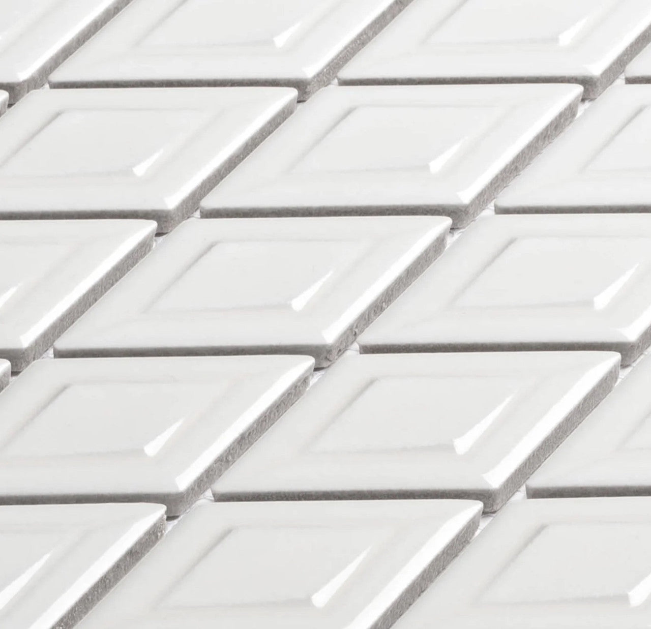 Tetragon Series 3D Diamond Shape Porcelain Mosaic TET-6331 Oxygen Side View