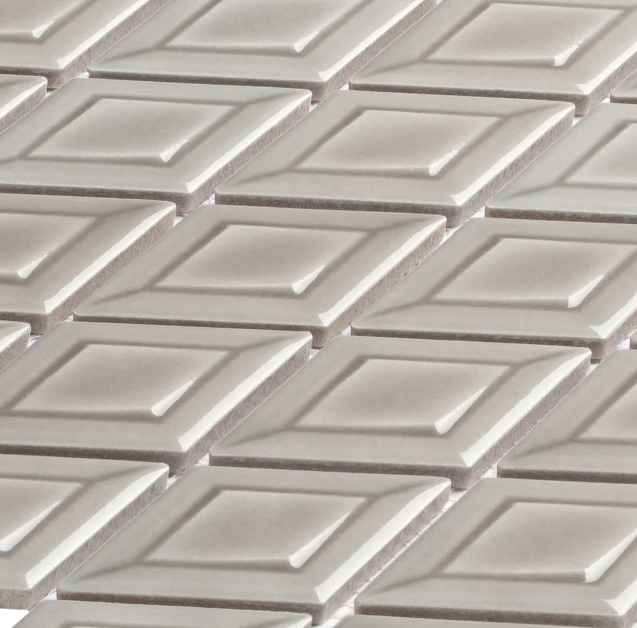 Tetragon Series 3D Diamond Shape Porcelain Mosaic TET-6334 Foxer Side view