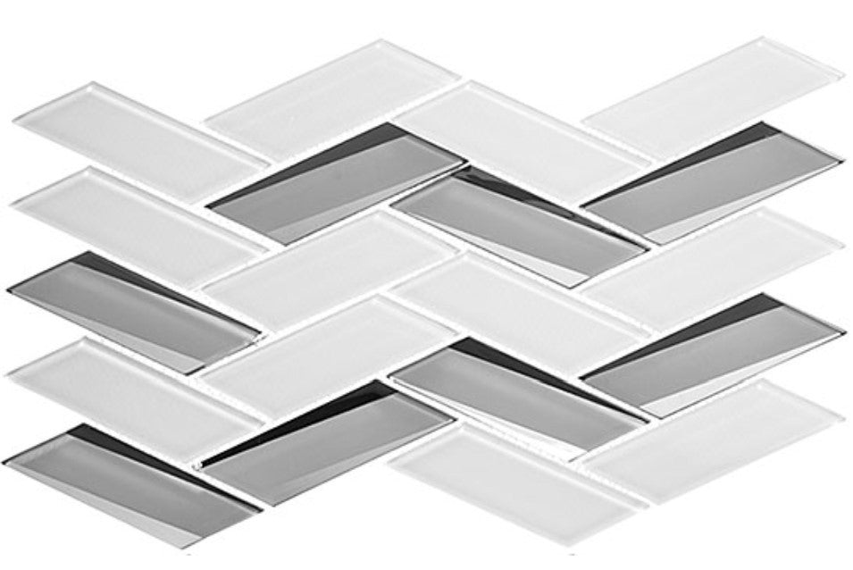 Tidal Waves Glass Mosaic Herringbone TW-712 Jamaican Surf