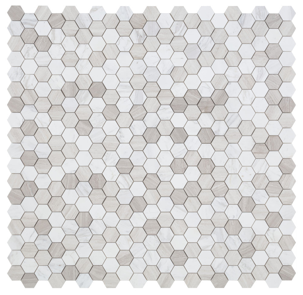 UT-124 Volkas Haisa Marble Hexagon Mosaic 9 sheets together