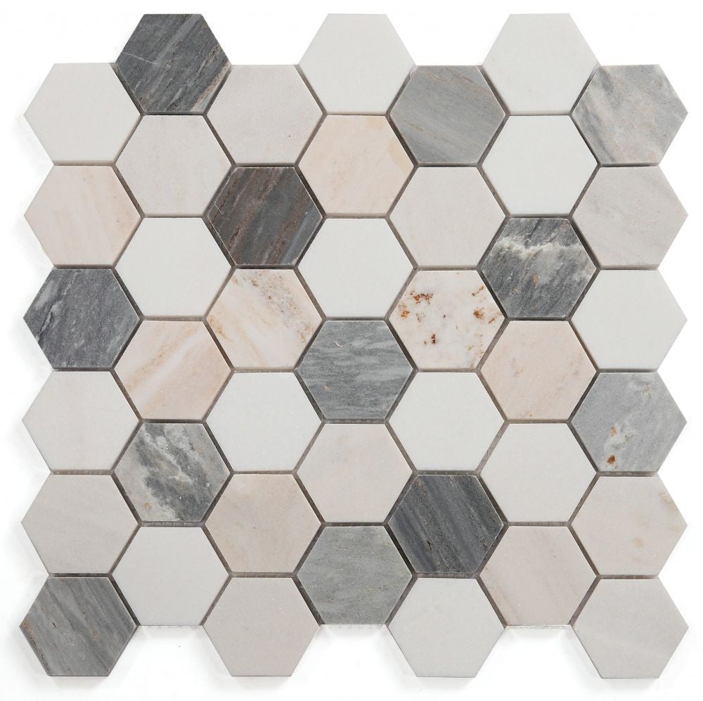 UT-3318 Beach 2 x 2 hexagon Marble Mosaic tile