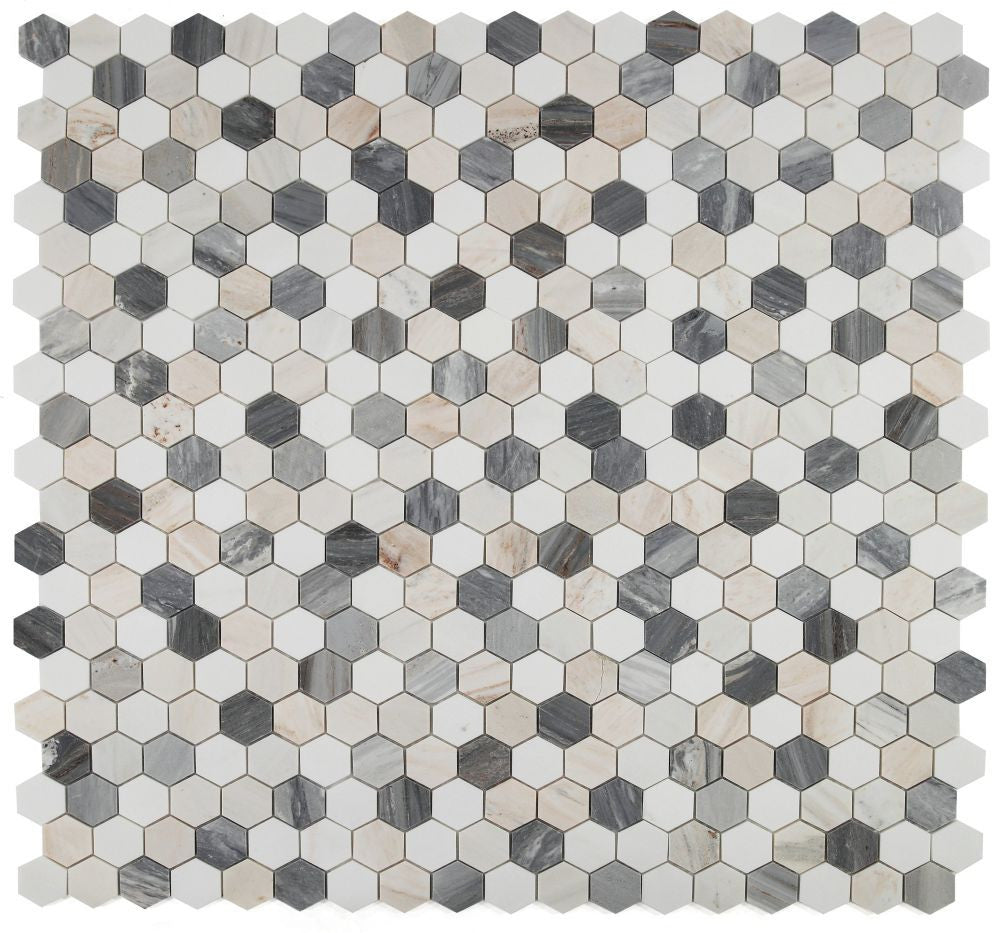 UT-3318 Beach 2 x 2 hexagon Marble Mosaic tile 9 sheets together