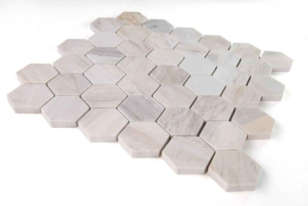 UT-3728 Eurasian Polished 2 x 2 Hexagon Marble Mosaic Angle View