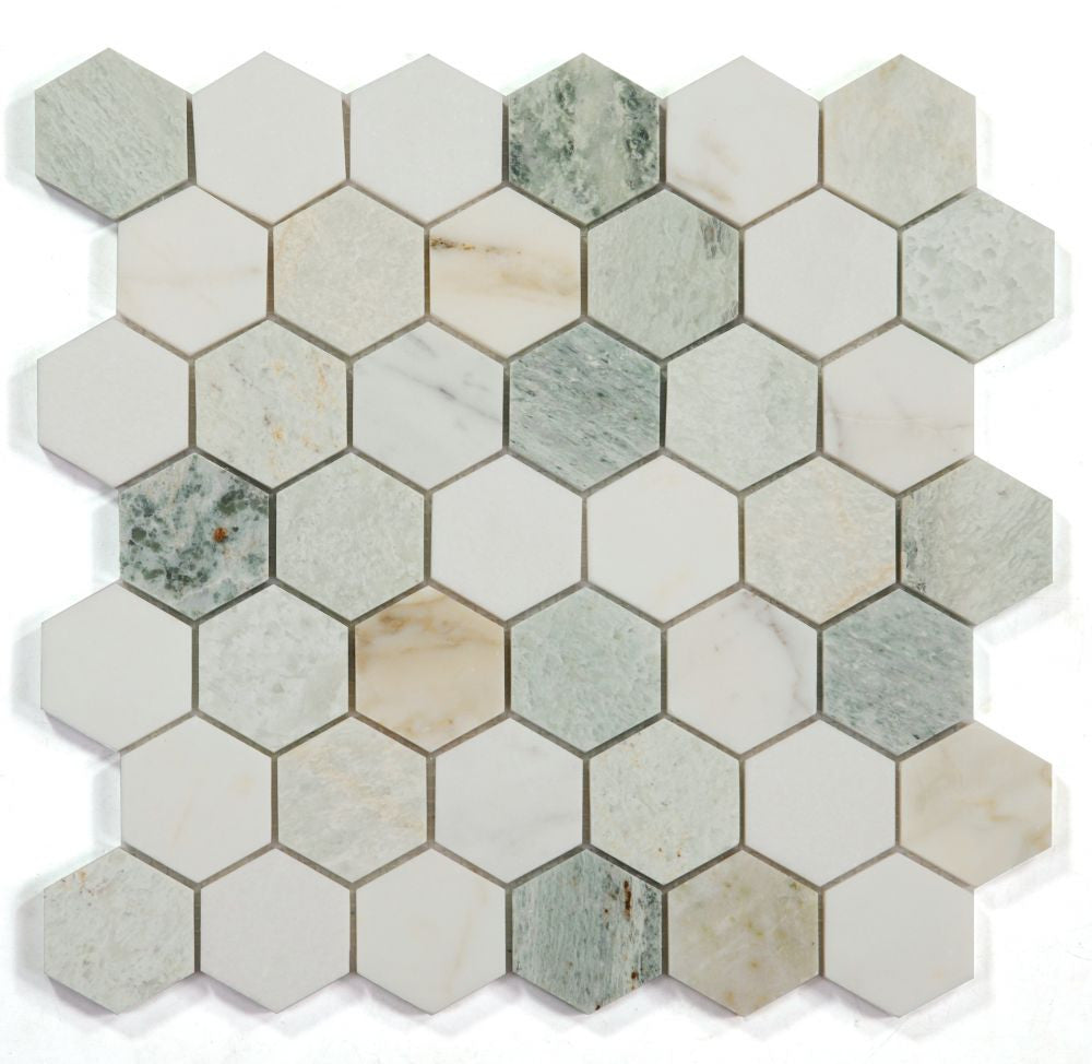 UT-3923 Spring 2 x 2 Hexagon Marble Mosaic
