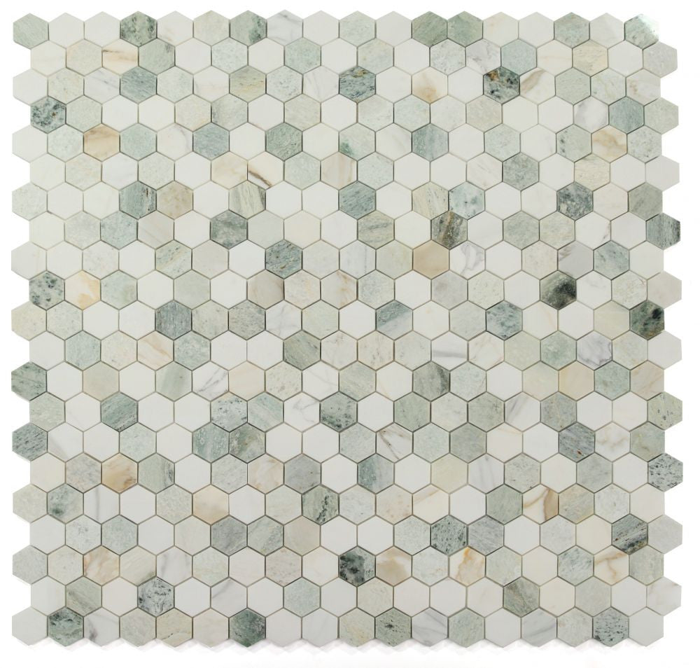 UT-3923 Spring 2 x 2 Hexagon Marble Mosaic 9 sheets together