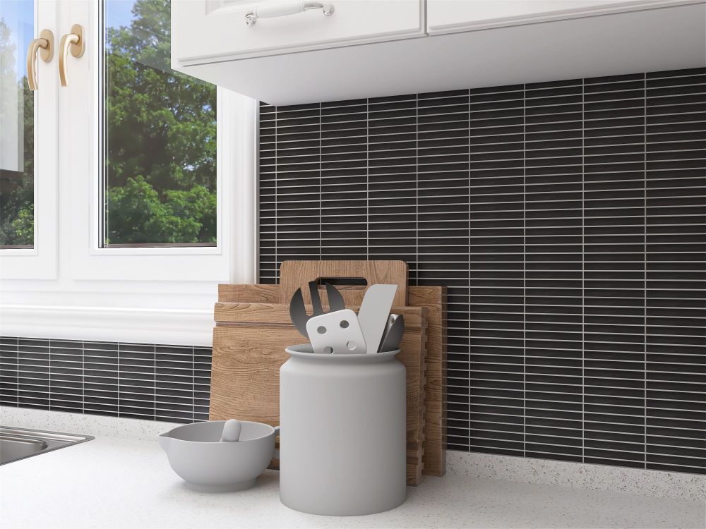 Hulu Black Matte KitKat Tile UT-3998 - Mosaic for Pools & Backsplashes