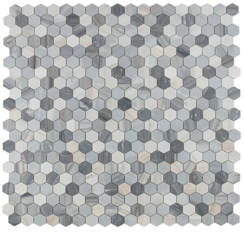UT-4098 Italian Blue 2 x 2 Hexagon Marble Mosaic 9 sheets together