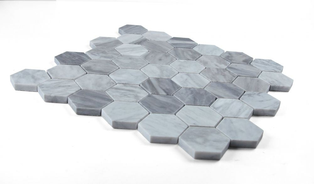 UT-4102 Italian Grey 2 x 2 Honed Marble Mosaic Angle View