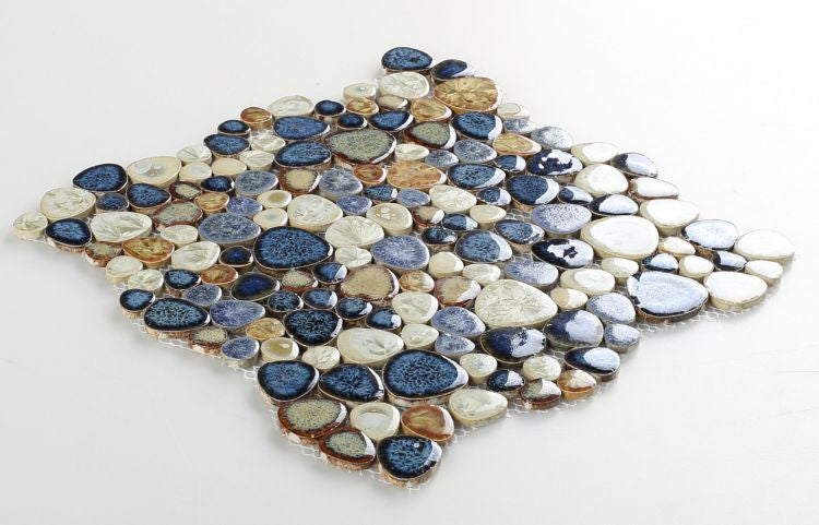 UT-452 Blue Pebble Mosaic Tile Angle View