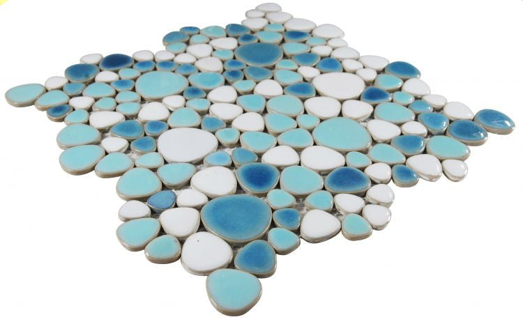 UT-877 Jewel Iris Pebble Mosaic Tile angle view
