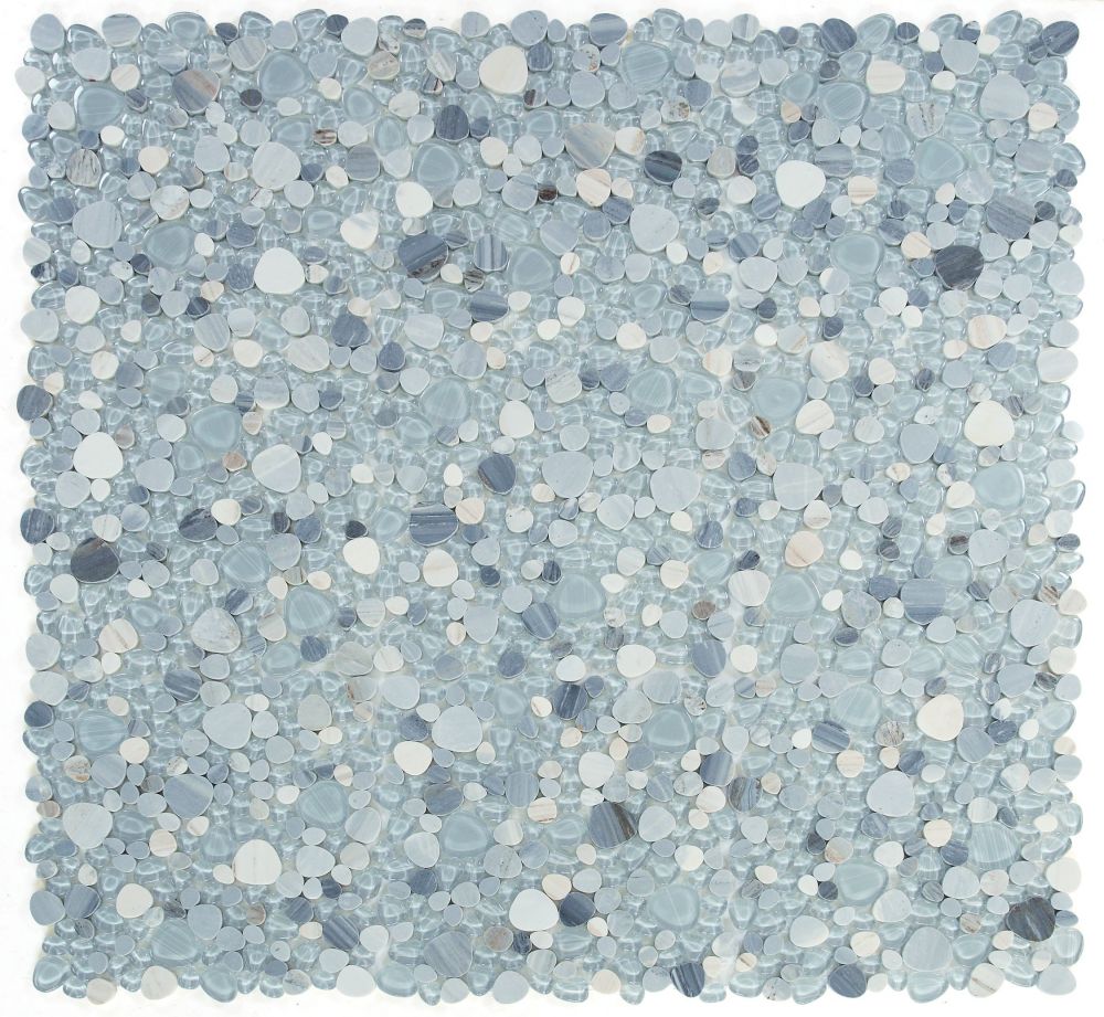 UT3925 Peach Blue glass and stone Mosaic tile 9 sheets together