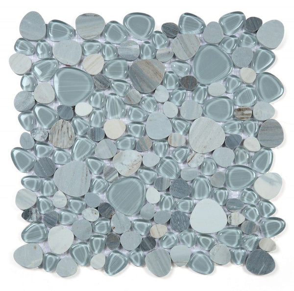 UT-3925 Peach Blue Glass and Stone Mosaic