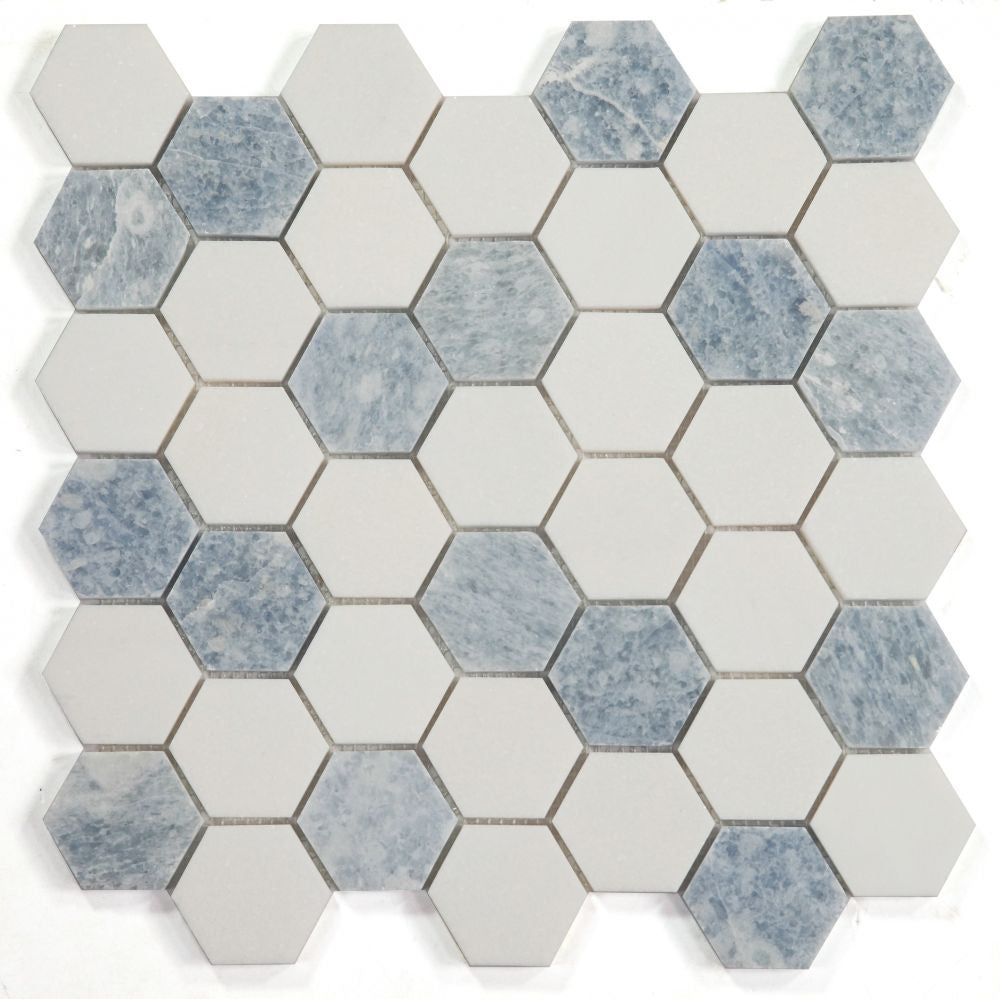 UTO-1081 Ocean 2 x 2 Hexagon Marble Mosaic Tile
