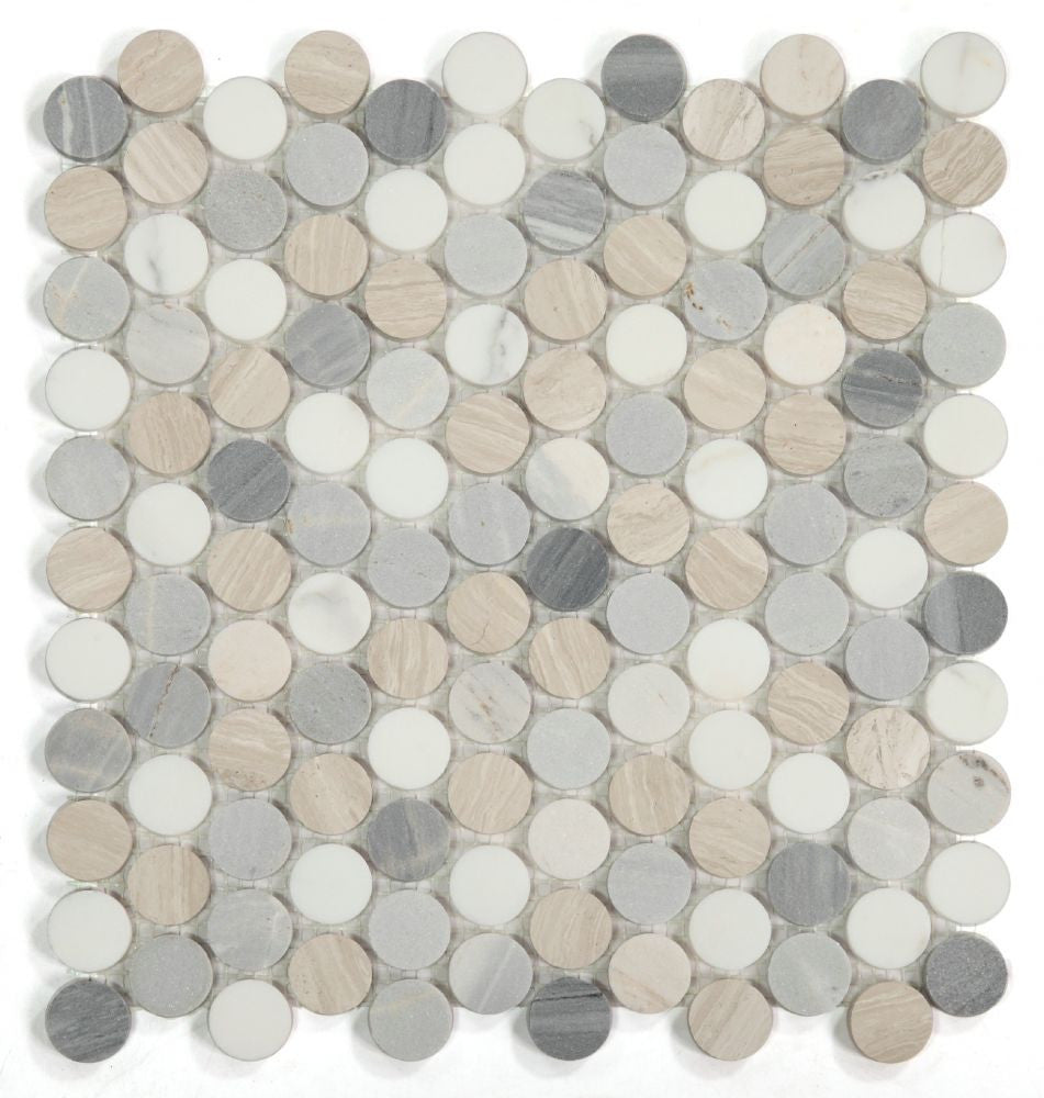 UT-3930 Blue Penny Round Marble Mosaic