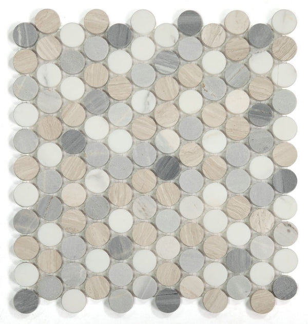 UT-3930 Blue Penny Round Marble Mosaic
