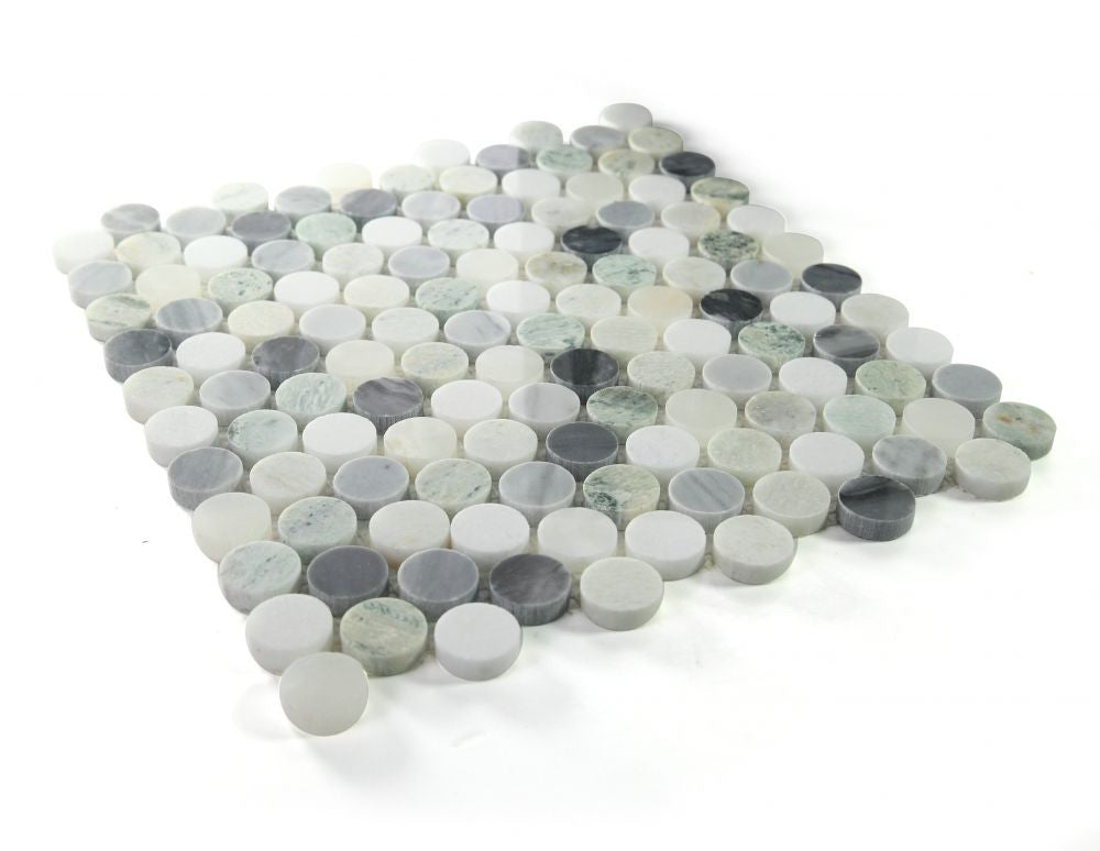 UT-3933 Grassland Penny Round Marble Mosaic Angle View