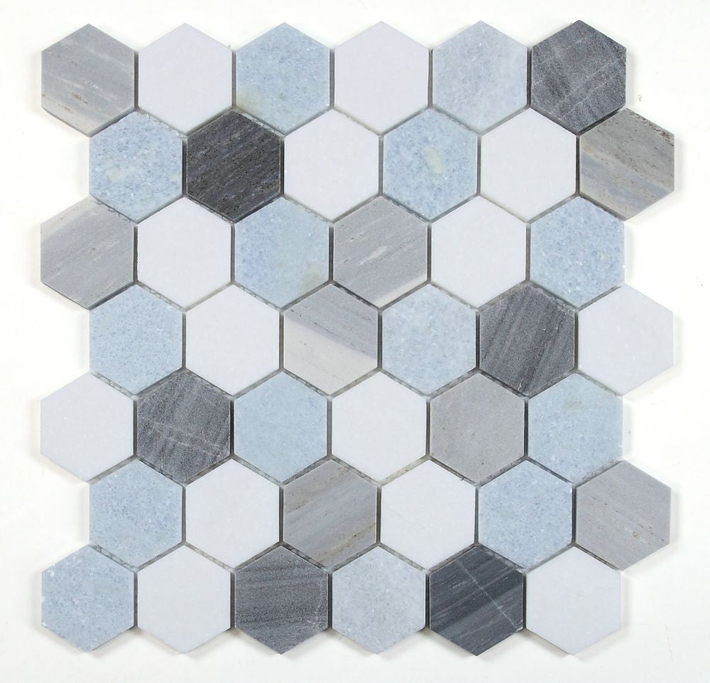 UT-4091 Deep Ocean 2 x 2 hexagon Marble Mosaic
